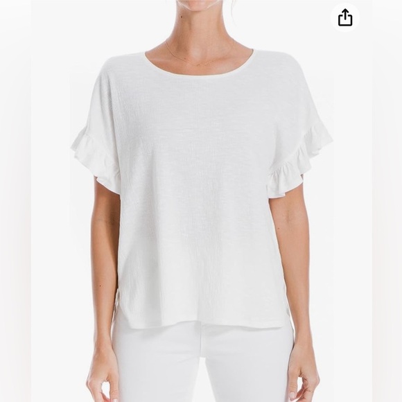 Max Studio Women’s Ruffle Shirt Sleeve Knit Top Blouse. White size small - Picture 1 of 12